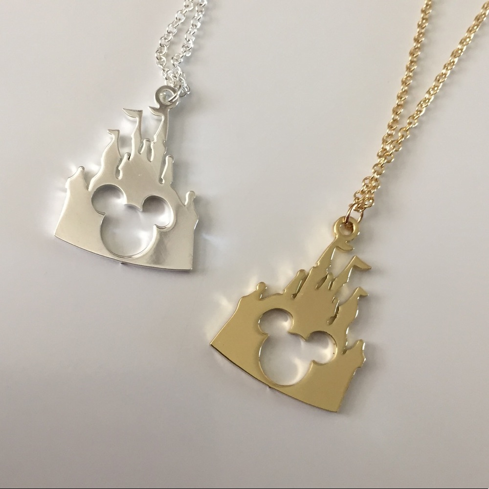 Gold Mickey Disney Castle Necklace
